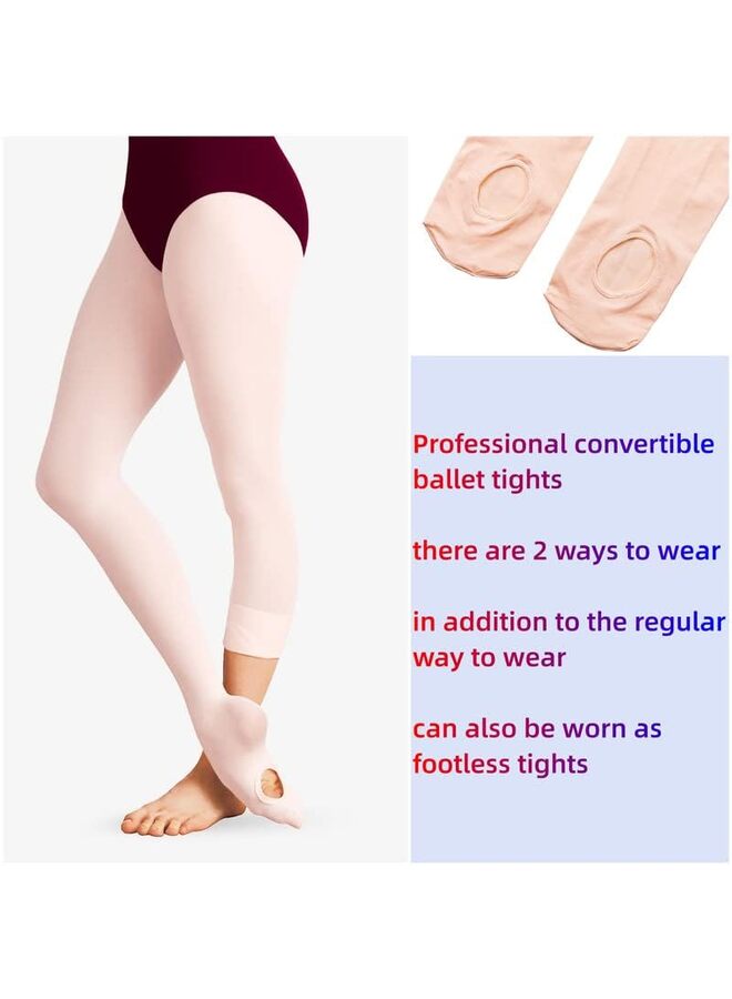 LAMAY 3 PCS Pink dig hole, 60D dig hole high bounce adult size 140-170cm Girls' Convertible Ballet Tights/Soft Transition Dance Tight - Image 3